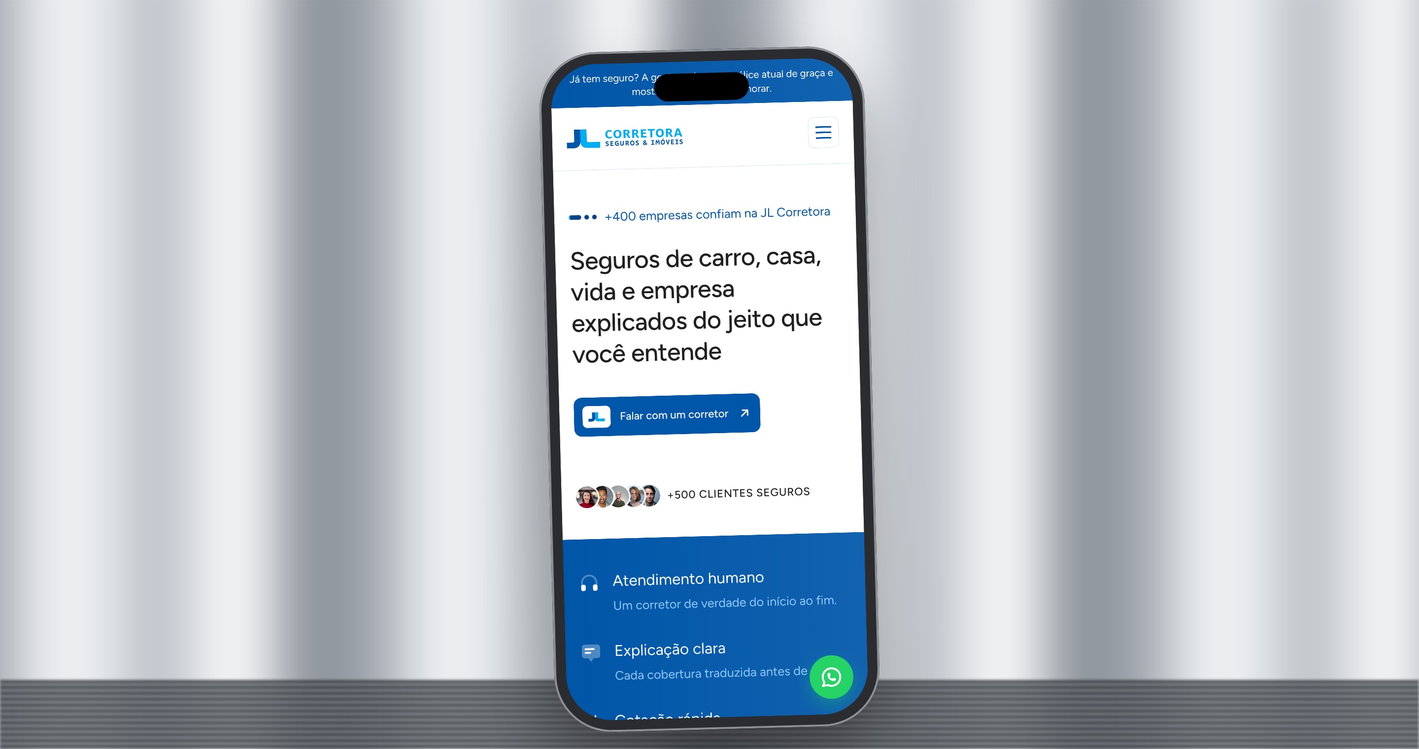 Home page on a phone