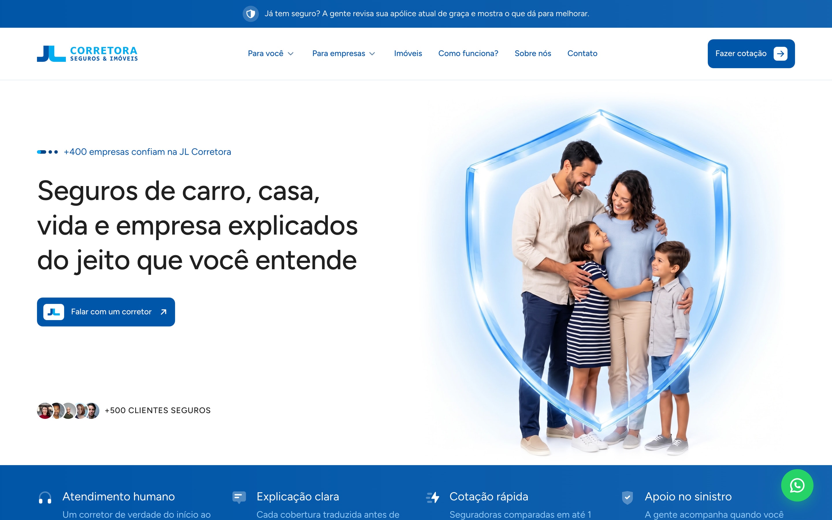 JL Corretora home page