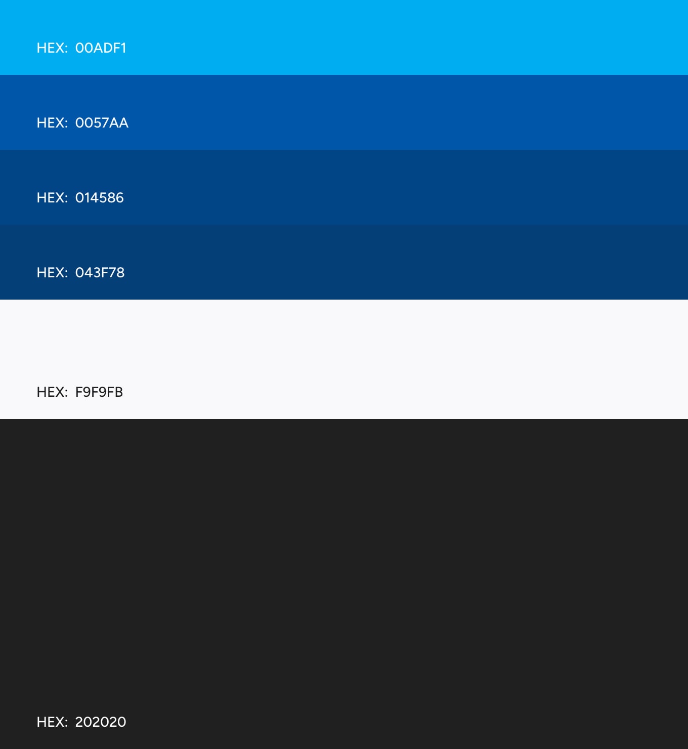 Color palette with HEX codes